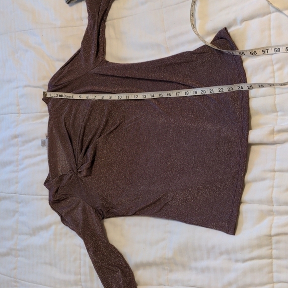 LOFT Shimmery Top Knot Collar Long Sleeve Shirt - Picture 7 of 7